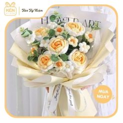 Bó hoa len hồng cuộn - Mix 6 bông 1