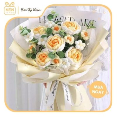 Bó hoa len hồng cuộn - Mix 6 bông 1