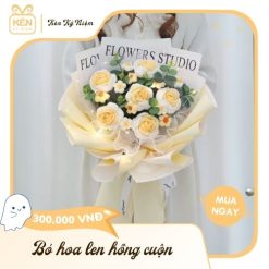 Bó hoa len hồng cuộn - Mix 6 bông