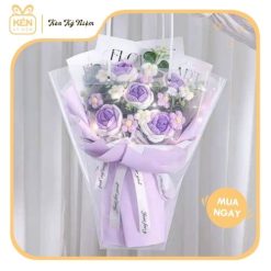 Bó hoa len hồng cuộn - Mix 6 bông 3