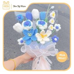 Bó hoa len hồng mix tulip - Kén Kỷ Niệm 1