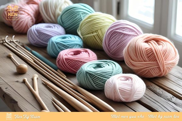 minh họa cách đan khăn len hình hoa cúc 