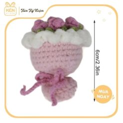 Móc khóa bó hoa hồng mini bằng len - Kén Kỷ Niệm 1