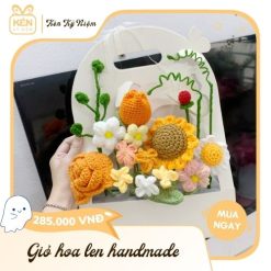 Giỏ hoa len handmade - Kén Kỷ Niệm