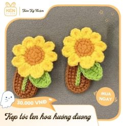 Kẹp tóc len hoa hướng dương - Kén Kỷ Niệm
